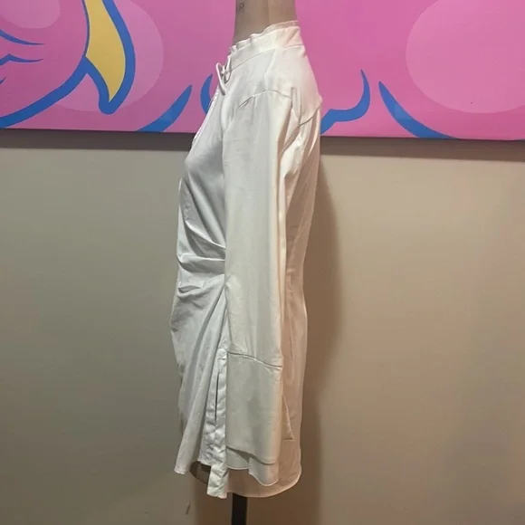 Zara White Long Sleeve Tunic Top Shirt - Picture 7 of 10